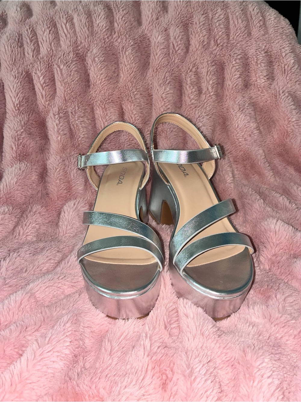 Soda Silver Metallic Platform Sandals